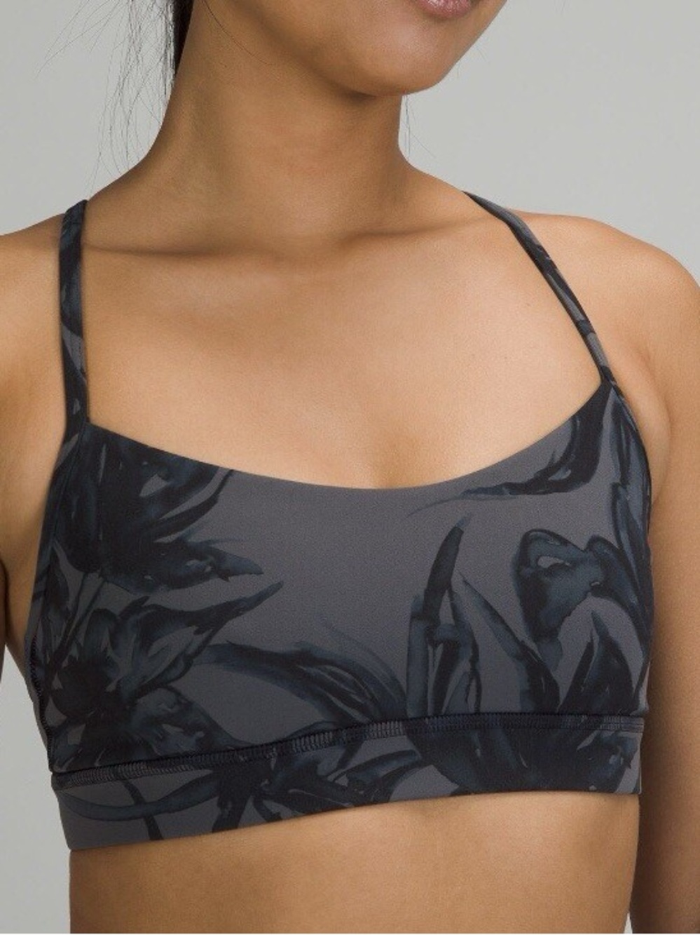 Lululemon flow y nulu Dark Floral Print Sports Bra Size 6 34062